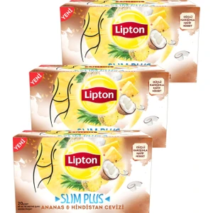 Slim Plus Ananas ve Hindistan Cevizi Bardak Poşet Çay 20 x 1,7 Gr. Üçlü Set