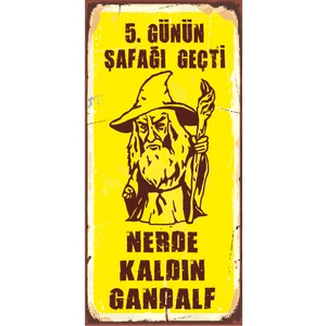 Hayat Poster Yüzüklerin Efendisi Nerede Kaldın Gandalf Mini Retro Ahşap Poster