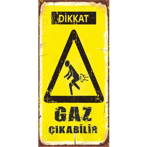 Hayat Poster Dikkat Gaz Çıkabilir Mini Retro Ahşap Poster