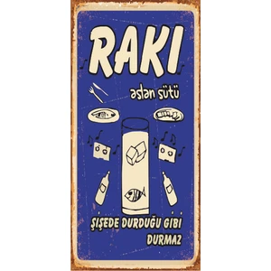 Hayat Poster Rakı Aslan Sütü Mini Retro Ahşap Poster
