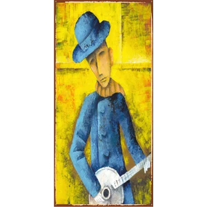 Hayat Poster Gitar Çalan Müzisyen Mini Retro Ahşap Poster