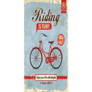 Hayat Poster Riding Is Fun Bisiklet Mini Retro Ahşap Poster