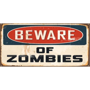 Hayat Poster Dikkat Zombiler Mini Retro Ahşap Poster