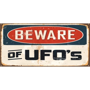 Hayat Poster Dikkat Ufo Mini Retro Ahşap Poster