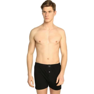 12 Adet Siyah Renk Düğmeli Penye Boxer