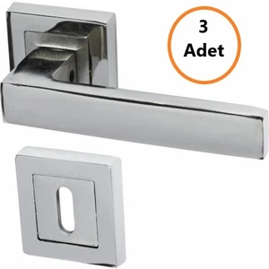 Avanti Nikel Saten Kare Rozetli Oda Kapı Kolu-3 Takım