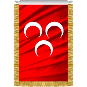 Üç Hilal Bayrağı Saçaklı 50 x 75 cm Kırmızı