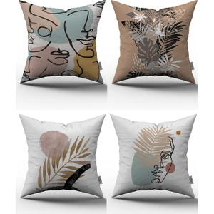 Cango Home 4'lü Kırlent Kılıfı Seti - 43X43 cm - 041