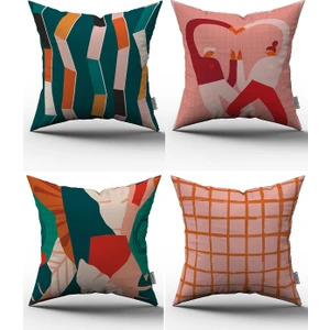 Cango Home 4'lü Kırlent Kılıfı Seti - 43X43 cm - 048