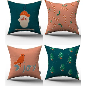 Cango Home Yılbaşı 4'lü Kırlent Kılıfı Seti - 43X43 cm - 055