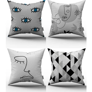 Cango Home 4'lü Kırlent Kılıfı Seti - 43X43 cm - 065