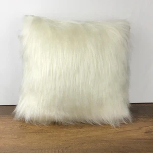 Cango Home Peluş Kırık Beyaz Renkli Yastık Kırlent Kılıfı Uzun Tüylü