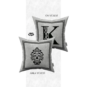 Cango Home Çift Taraflı Dijital Baskılı Harfli Kırlent Kılıfı - Harf K
