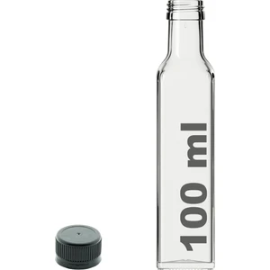 100 cc Şeffaf Maraska Sızdırmaz Siyah Kapaklı 100 ml Köşeli Cam Şişe 1 Adet
