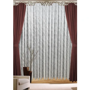 Lüks Tül Perde Mozaik Örme Desen Sık Pile 1 E 3 Sıklığı.en 400 , Boy 185