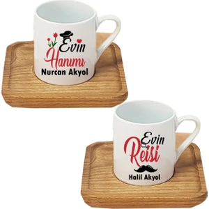 Nil Hediye Evin Reisi Evin Hanımı 2'li Bambu Fincan Set