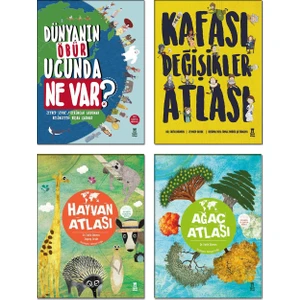 Dünyanın Öbür Ucunda Ne Var? + Kafası Değişikler Atlası + Hayvan Atlası + Ağaç Atlası / Fatih Dikmen - Zeynep Sevde - Kerimcan Akduman 4 Kitap Set