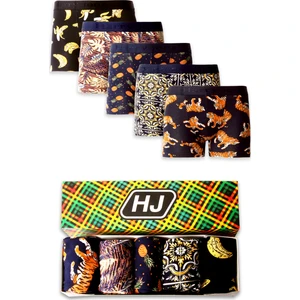 Harry Jons Erkek 5'li Desenli Renkli Pamuklu Premium Paket Boxer
