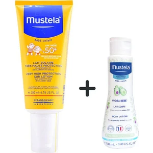 Spf 50+ Güneş Losyonu 200 ml + Mustela Hydra Bebe Body 100 ml