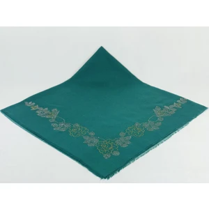 Mom Collection Taşlı Lüx Eşarp Yeşil Uzun Gül Desen