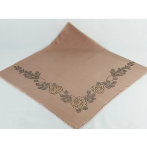 Mom Collection Taşlı Lüx Eşarp Pudra Uzun Gül Desen
