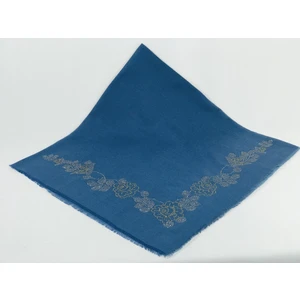 Mom Collection Taşlı Lüx Eşarp Indigo Uzun Gül Desen