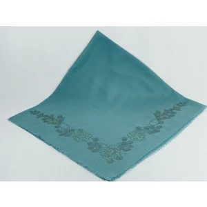 Mom Collection Taşlı Lüx Eşarp Su Yeşil Uzun Gül Desen