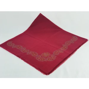 Mom Collection Taşlı Lüx Eşarp Bordo Şal Desen