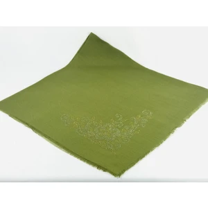 Mom Collection Taşlı Lüx Eşarp Haki Yeşil Tek Gül Desen