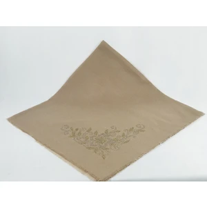 Mom Collection Taşlı Lüx Eşarp Sütlü Kahve Tek Gül Desen