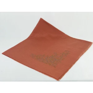 Mom Collection Taşlı Lüx Eşarp Kiremit Tek Gül Desen