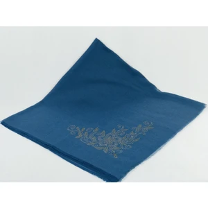Mom Collection Taşlı Lüx Eşarp Indigo Tek Gül Desen