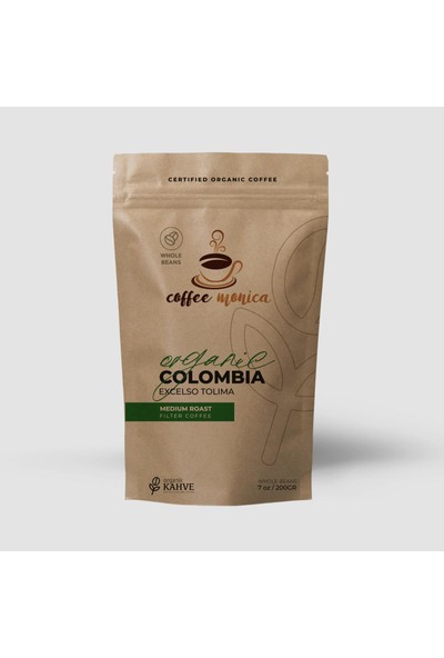 Coffeemonica Sertifikalı Organik Colombia Exelco Tolima (Çekirdek Kahve) 200 Gr
