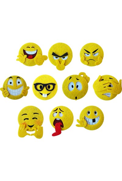 Toptan Keçe Keçe 5 cm Emoji Süsleri 5 Adet, Keçeden Emoji Figürleri