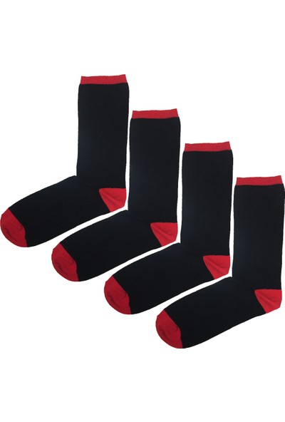 Calze Vita 4 Çift Siyah ve Kırmızı Kadın Soket Çoraplar