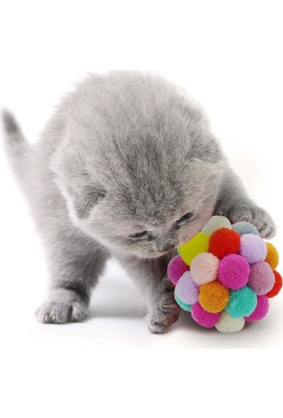 Truego Renkli Ponpon Top Kedi Oyuncağı 7 cm