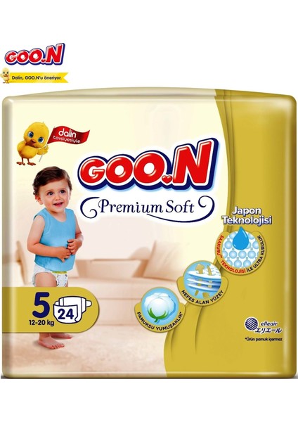 Premium Soft Jumbo Beden:5 (12-20 kg ) Junior 72'li (3 Paket x 24) Bebek Bezi