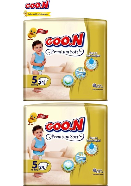 Premium Soft Jumbo Beden:5 (12-20 Kg) Junior 48'li (2 Paket x 24) Bebek Bezi