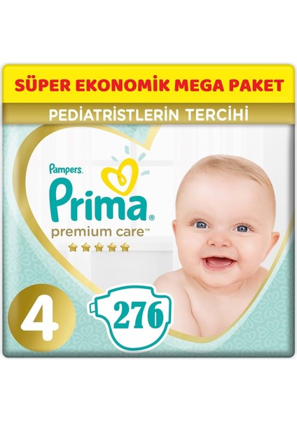 Premium Care Bebek Bezi Beden: 4 (9 - 14 Kg) Maxi 276'LI