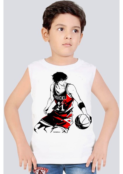 Yakışıklı Basketci Beyaz Kesik Kol | Kolsuz Kız Erkek Uniseks Çocuk T-Shirt | Atlet