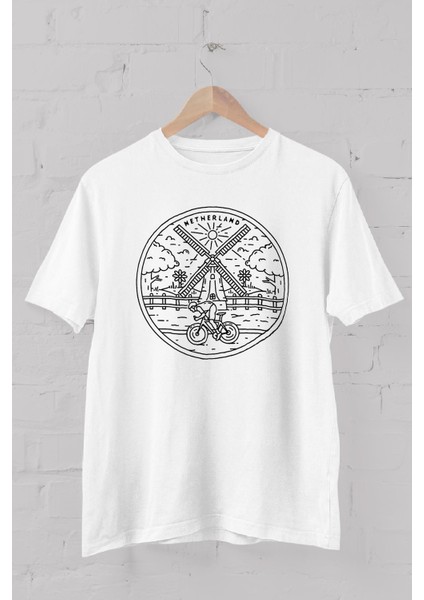 Netherland Grafik Baskılı Bisiklet Yaka Erkek Tişört