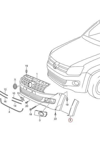 İlkay Otomotiv Amarok Ön Tampon Kenar Kaplaması (Dodik) Sol 2013-2016  [2HH853727]