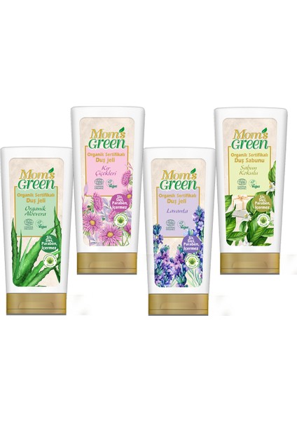 4'lü Set Mom's Green Organik Sertifikalı Duş Jeli - Tanışma Seti 4*400 ml EcoCosmos