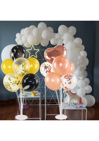 enuygunparti Balon Standı 7 Çubuklu - Ithal Balon Standı + 10 Adet Pastel Balon