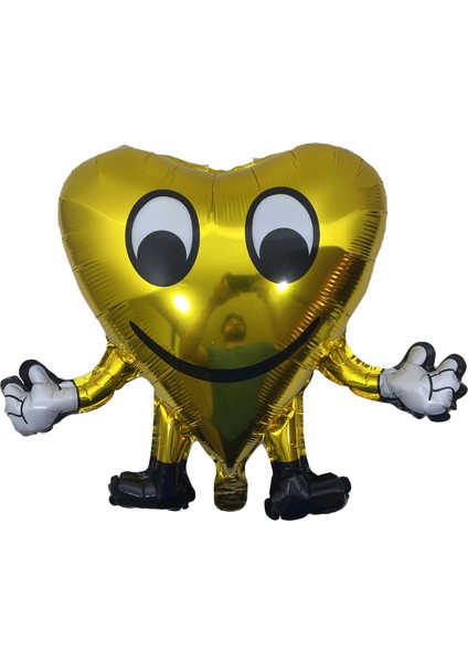 Altın Kalp Figürlü Folyo -5 Adet - Folyo Balon - 18 Inç