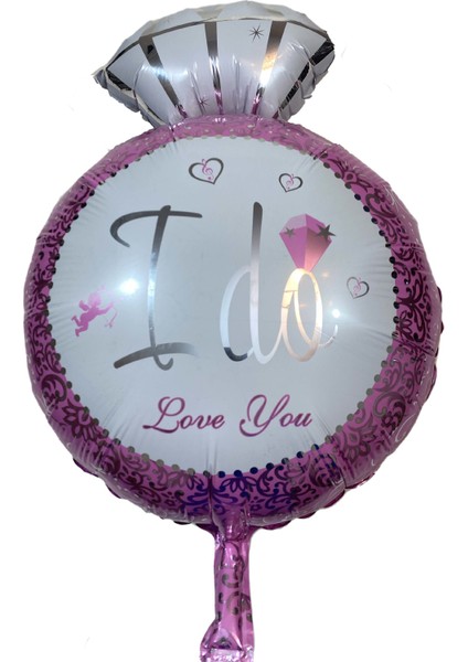 Tek Taş Yüzük Figürlü Folyo Balon 18 Inç Pembe - 5 ADET
