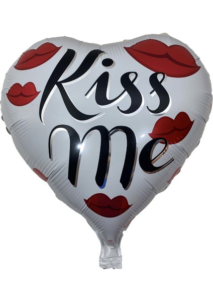 Kalp Figürlü Kiss Me Folyo - Folyo Balon - 18 Inç - 5 ADET