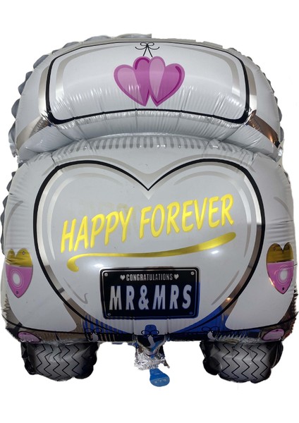 Araba Figürlü Düğün Folyo - Folyo Balon - 18 Inç - 5 ADET