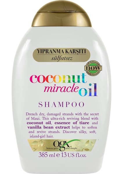 Organix Yıpranma Karşıtı Coconut Miracle Oil Şampuanı 385 ml