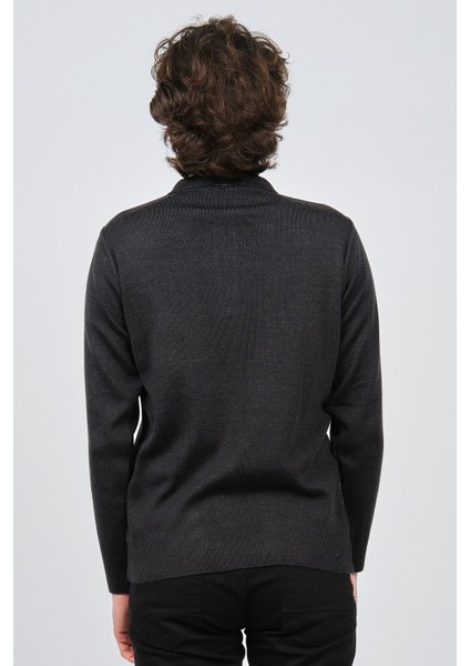 Erkek Cep Detaylı Polo Yaka Desenli Kazak 42544226 Melanj Lacivert indirimleri